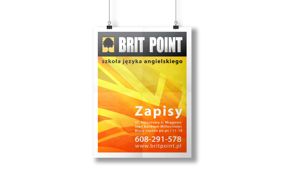Plakaty reklamowe A3 dla Szkoły Języka Angielskiego  BRIT POINT.